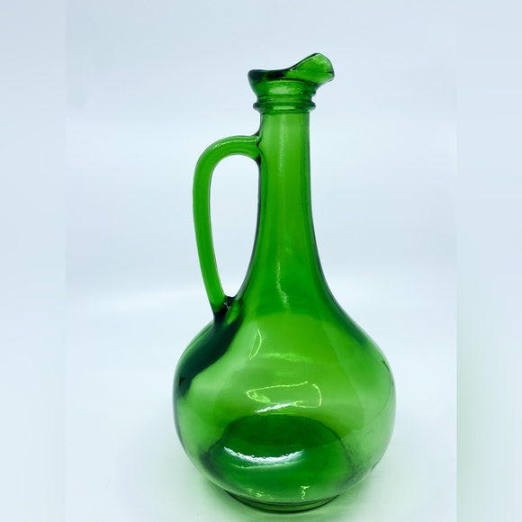 Vintage Thatcher Emerald Green Glass Jug Pitcher Decanter Vase • 11.5” Tall - Picture 9 of 10